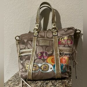 Coach Poppy Applique Gold Multi Crossbody Bag Tote F21101💓
